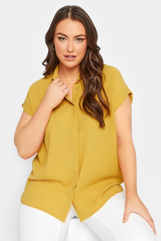 YOURS Curve Plus Size Yellow Collared Shirt | Yours Clothing  4