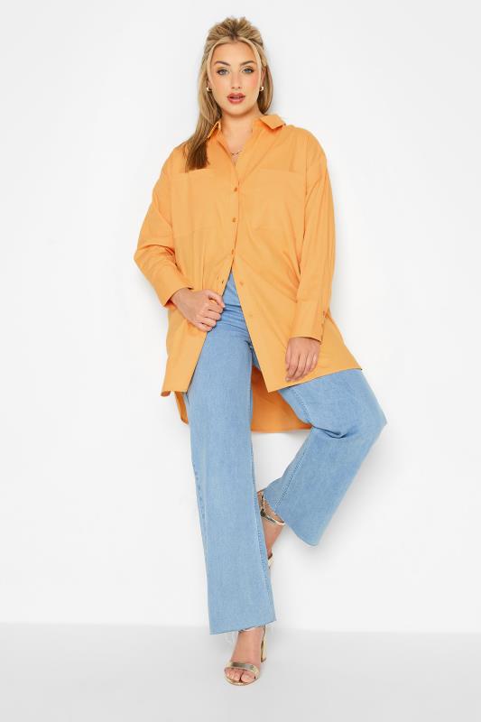 LIMITED COLLECTION Plus Size Light Orange Oversized Boyfriend Shirt | Yours Clothing 3