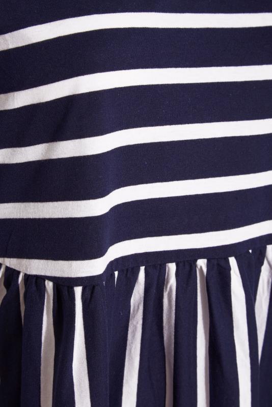 Plus Size Navy Blue Stripe Peplum Drop Shoulder Top | Yours Clothing 4