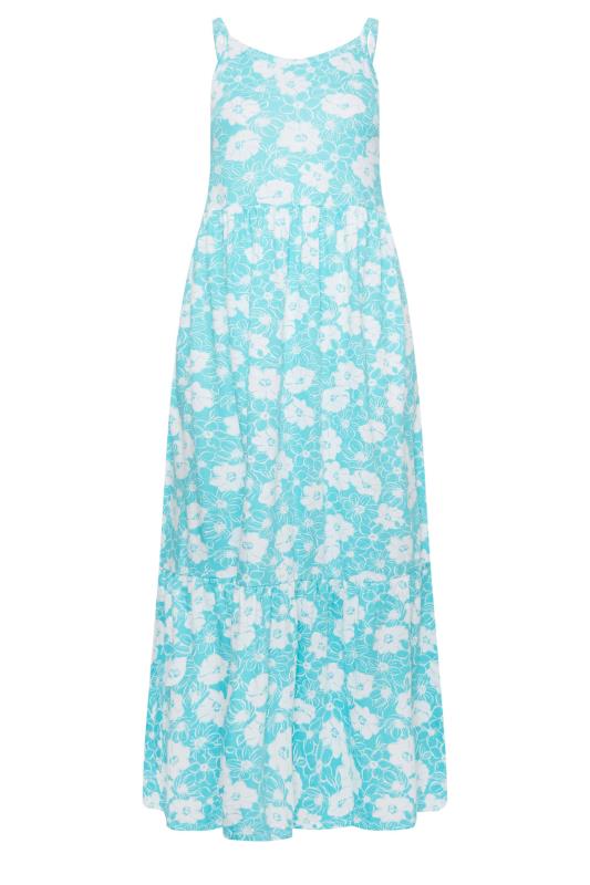 YOURS Curve Plus Size Blue Floral Tiered Maxi Sundress | Yours Clothing  6