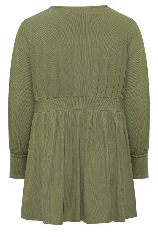 LIMITED COLLECTION Plus Size Curve Khaki Green Corset Long Sleeve Top | Yours Clothing 7
