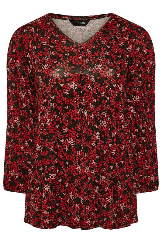 Curve Red Ditsy Floral Swing Top 6
