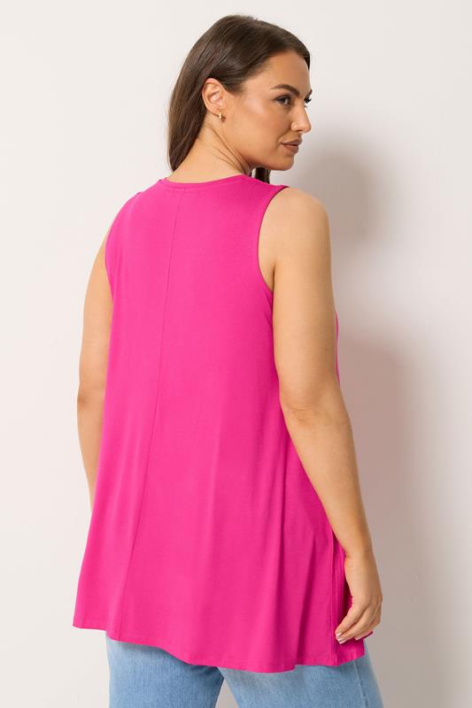 YOURS Plus Size Bright Pink Pleated Vest Top | Yours Clothing 2