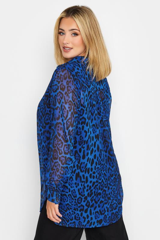 YOURS LONDON Curve Plus Size Cobalt Blue Leopard Print Shirt | Yours Clothing 4