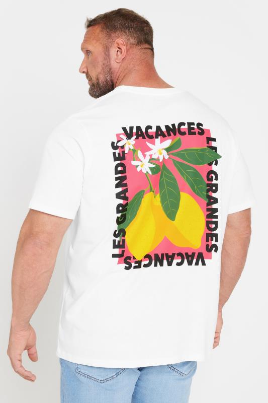 JACK & JONES Big & Tall White 'Vacances' Graphic Print Crew Neck T-Shirt | M&Co 2