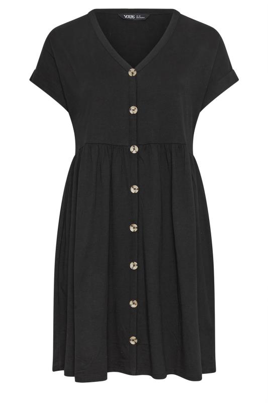 YOURS Plus Size Black Button Front Smock Dress | Yours Clothing 5