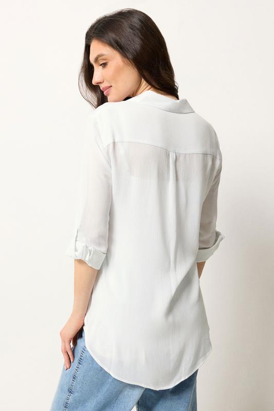 M&Co White Crinkle Tab Sleeve Shirt | M&Co 2