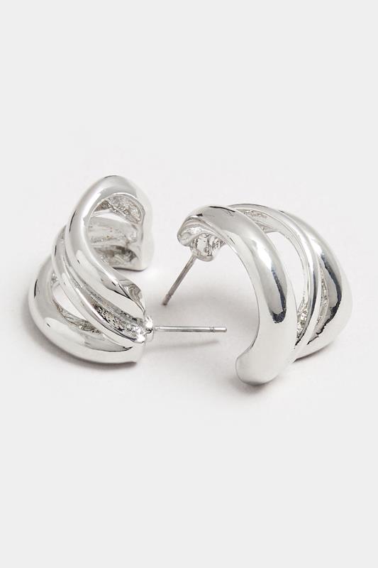 Silver Tone Cuffed Earrings 3