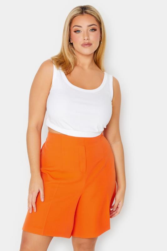YOURS Plus Size Curve Bright Orange Tailored Shorts | Yours Clothing  1