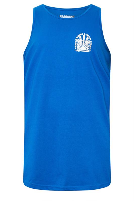 BadRhino Big & Tall Blue Extra Long Good Vibes Vest Top | BadRhino 6