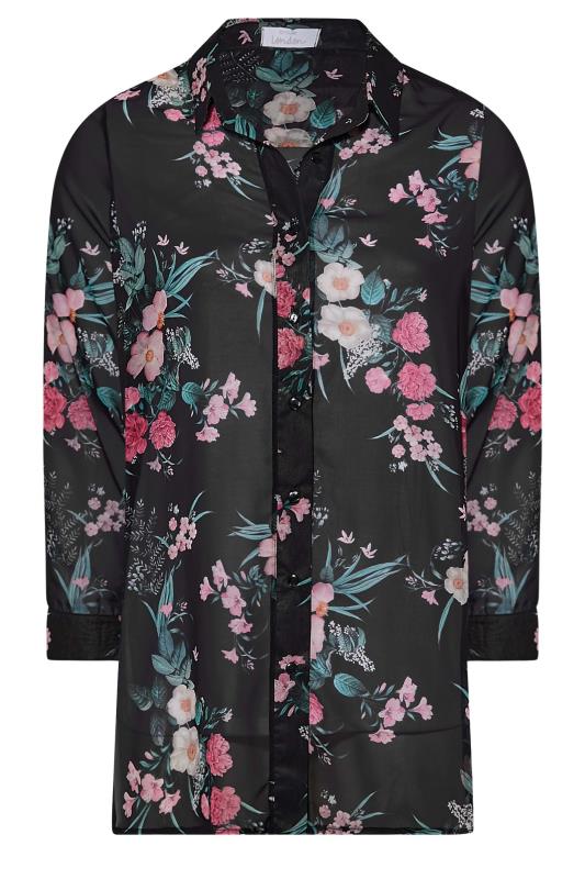 YOURS LONDON Curve Black Floral Chiffon Shirt | Yours Clothing 6