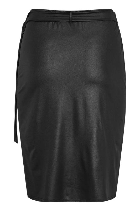 YOURS LONDON Black Leather Look Wrap Skirt 6
