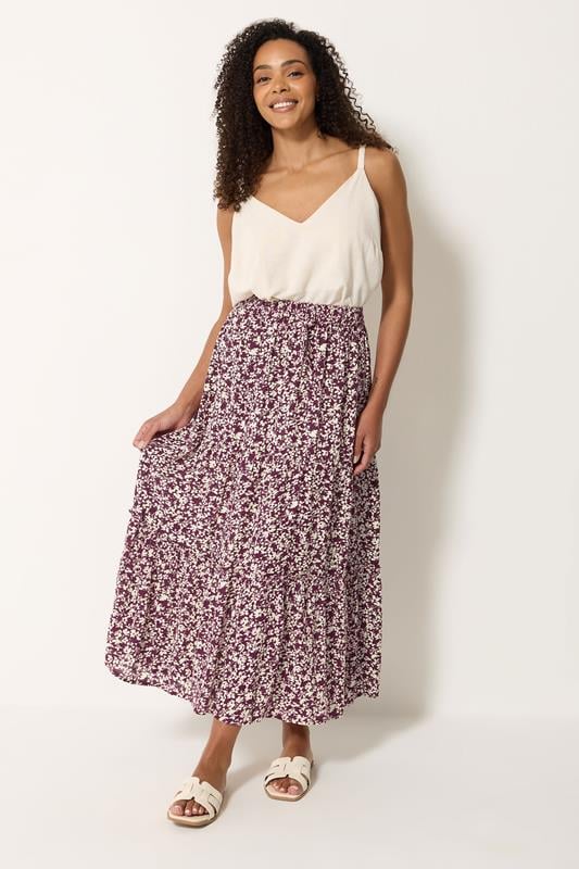  M&Co fig-maxi-rok met bloemenprint en fijne kreukels