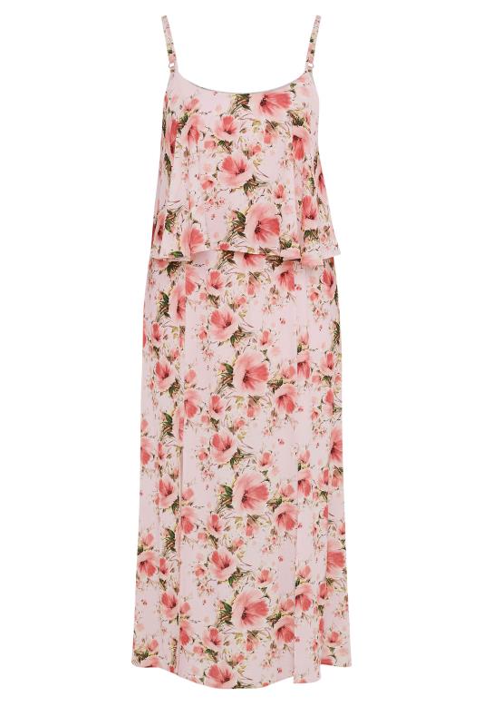 YOURS LONDON Plus Size Pink Floral Print Overlay Maxi Dress | Yours Clothing 6