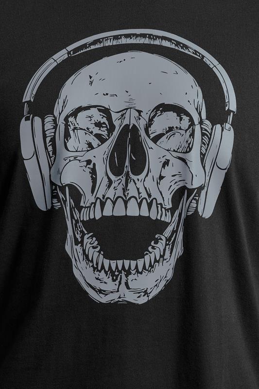 BadRhino Big & Tall Black Extra Long Skull Headphones Graphic T-Shirt | BadRhino 4