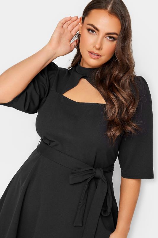 YOURS LONDON Plus Size Black Cut Out Detail Peplum Top | Yours Clothing 4