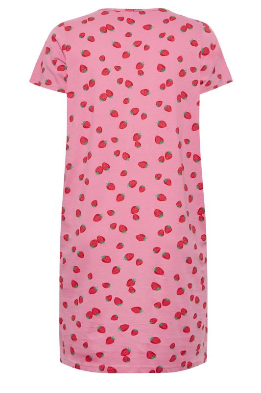 YOURS Curve Plus Size Pink Strawberry Print Nightdress | Yours Clothing  6