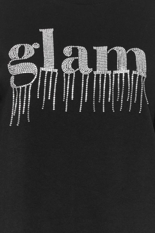 YOURS LUXURY Plus Size Black 'Glam' Diamante Embellished Sweatshirt | Yours Clothing 6