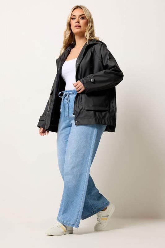 YOURS Plus Size Black Rain Jacket | Yours Clothing 1
