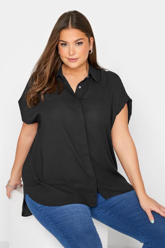 Plus Size  Curve Black Grown On Sleeve Shirt