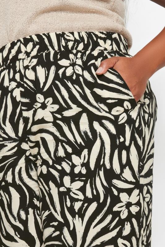 YOURS Plus Size Black Floral Print Wide Leg Trousers | Yours Clothing 4