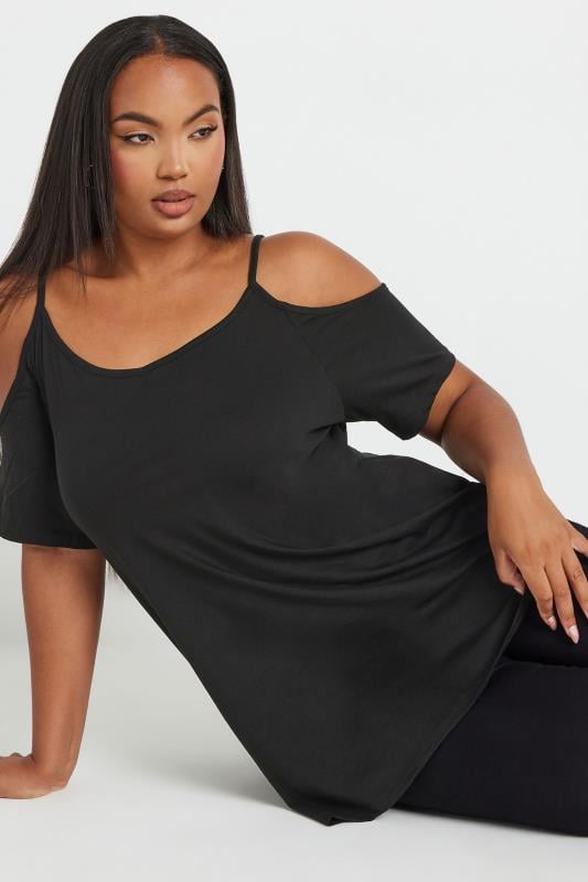 YOURS Plus Size 2 PACK Brown & Black Leopard Print Cold Shoulder Tops | Yours Clothing 3