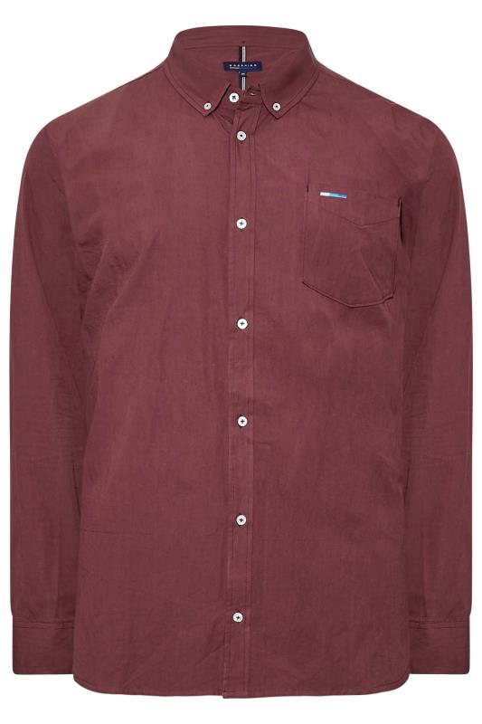 BadRhino Big & Tall Burgundy Red Long Sleeve Oxford Shirt 1