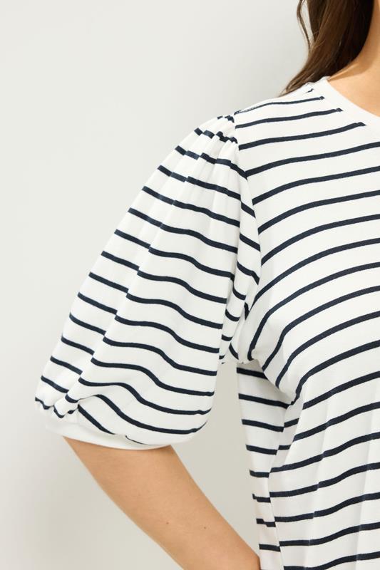 YOURS Plus Size White Striped Balloon Sleeve Mini Dress | Yours Clothing 4