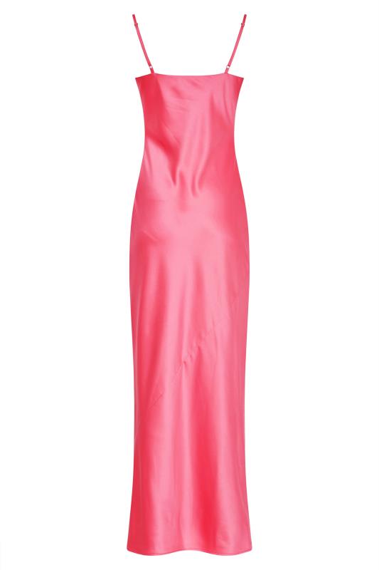 LTS Tall Hot Pink Satin Maxi Slip Dress 6
