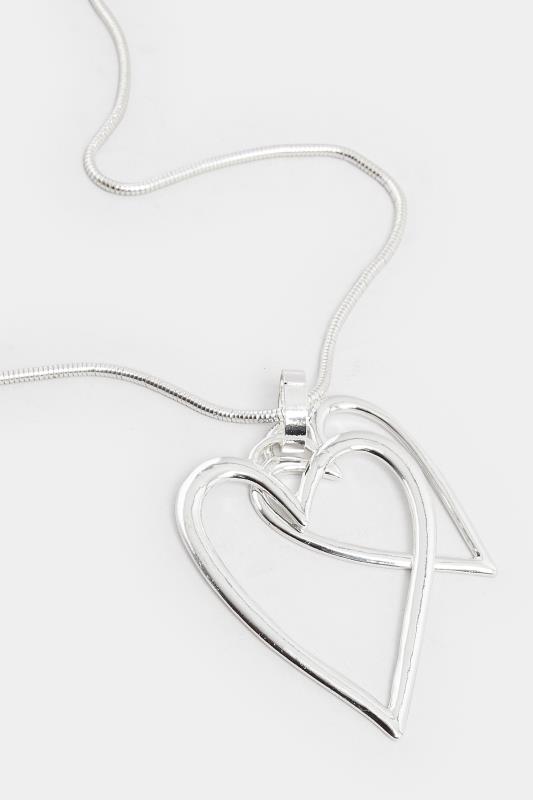 Silver Tone Double Heart Pendant Necklace | Yours Clothing 3