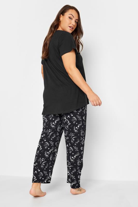 YOURS Plus Size Black 'Shine Like the Stars' Slogan Pyjama Set | Yours Clothing 3