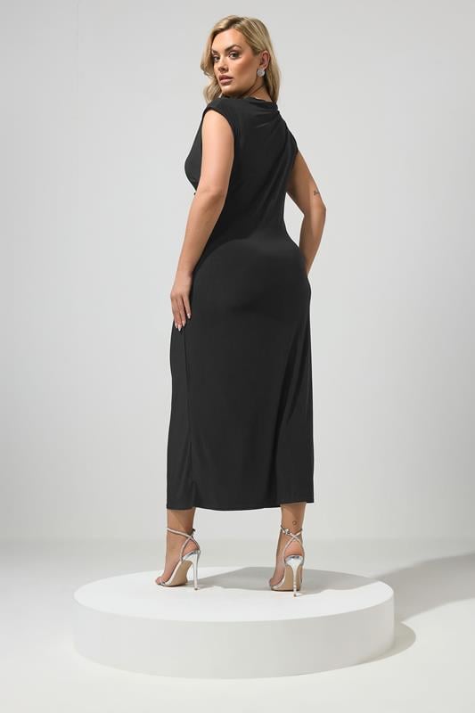 YOURS LONDON Plus Size Black Drape Maxi Dress | Yours Clothing 2