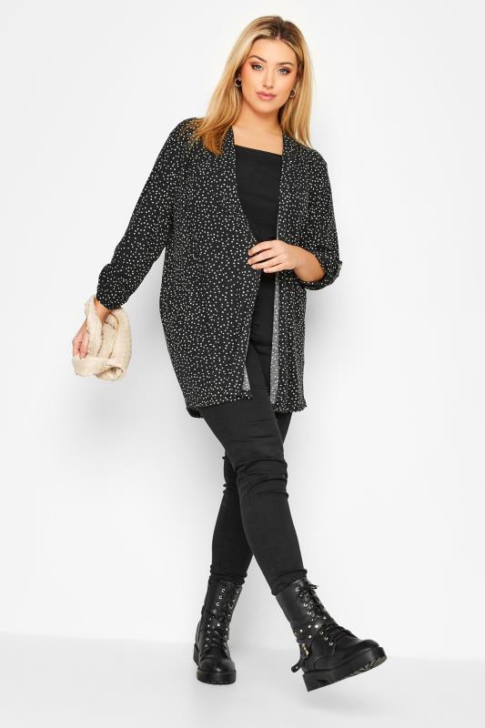 Plus Size Charcoal Grey Spot Print Ribbed Cardigan | Yours Clothing  2