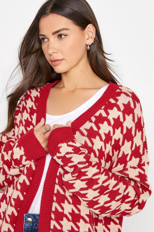 Tall Women's LTS Red Dogtooth Check Cardigan | Long Tall Sally 4