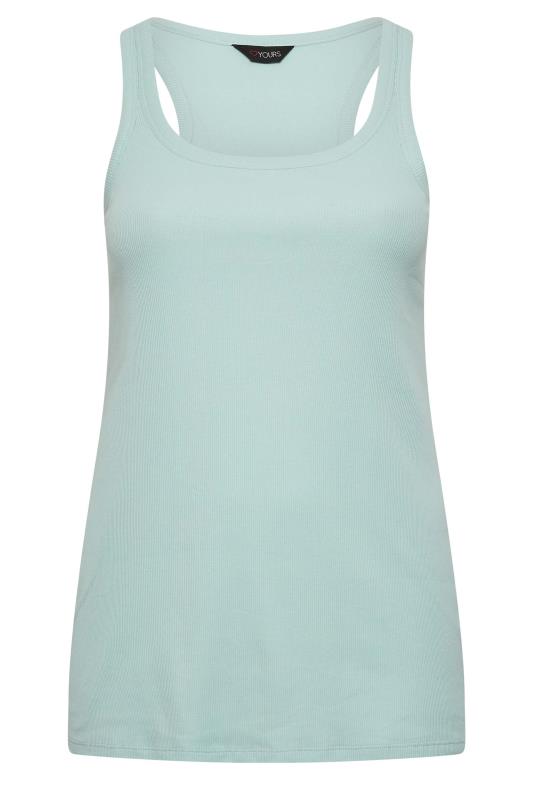 YOURS Curve Plus Size Mint Green Ribbed Racer Back Vest Top | Yours Clothing  6