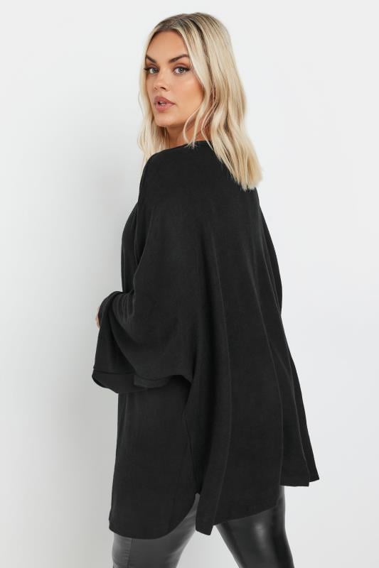 YOURS Plus Size Black Soft Touch Batwing Sleeve Jumper | Yours Clothing 3