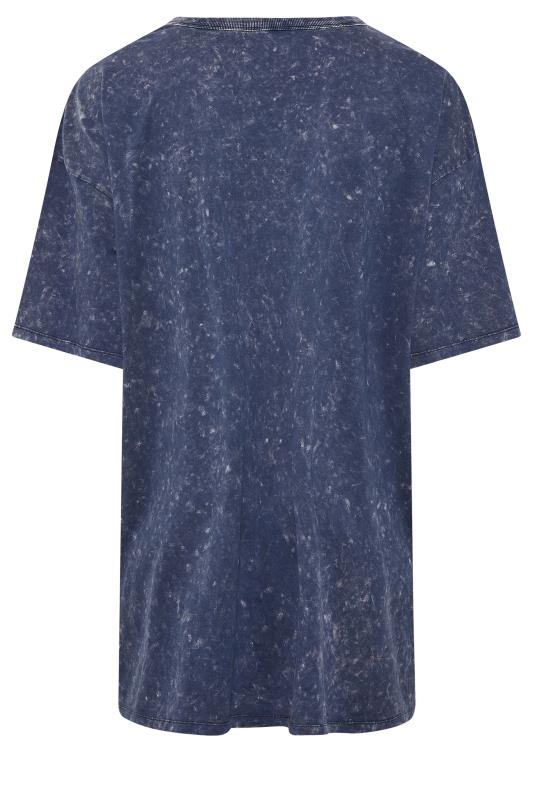 Plus Size Navy Blue Acid Wash 'San Francisco' Oversized Tunic T-Shirt Dress | Yours Clothing 8
