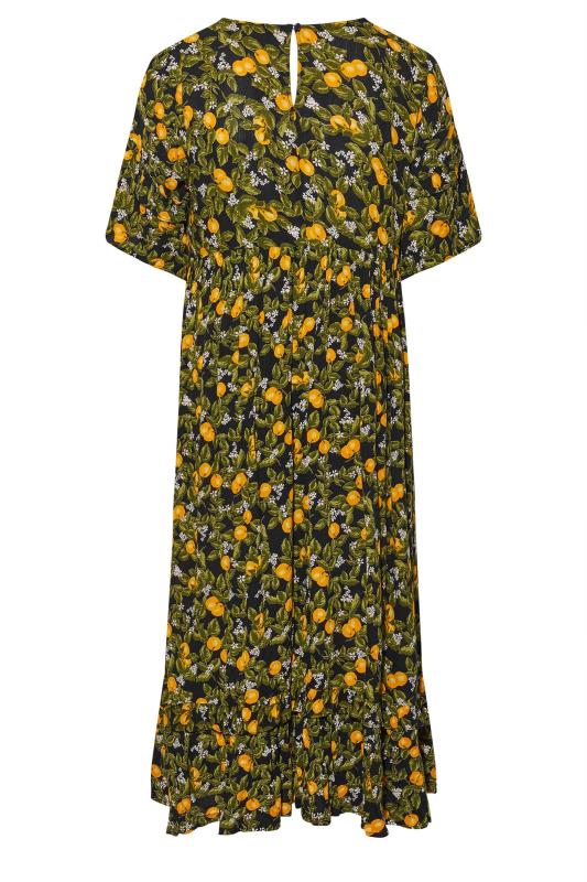 Plus Size Black Orange Print Maxi Dress | Yours Clothing 7