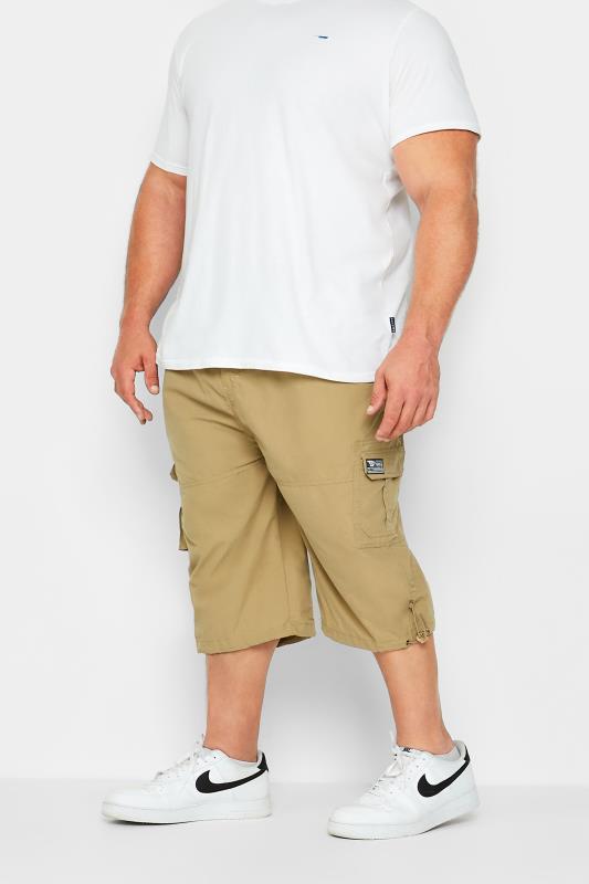 Men's Cargo Shorts D555 Big & Tall Beige Brown Leg Pocket Cargo Shorts