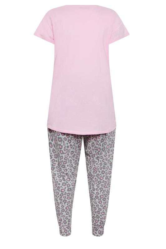 YOURS Plus Size Pink 'Believe In Yourself' Slogan Pyjama Set | Yours Clothing 7