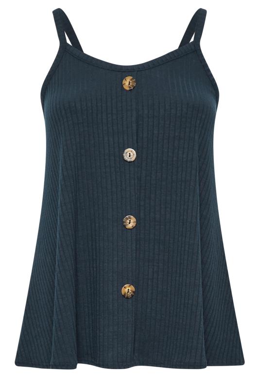 LIMITED COLLECTION Plus Size Navy Blue Ribbed Button Cami Vest Top ...