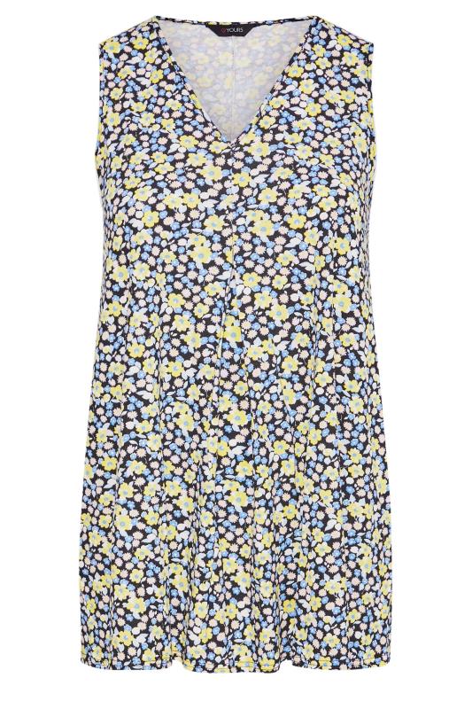 Plus Size Yellow & Blue Floral Swing Vest Top | Yours Clothing 5