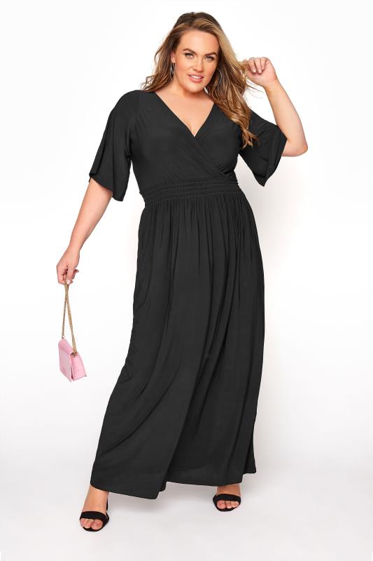 Plus Size Yours London Black Wrap Midaxi Dress Yours Clothing