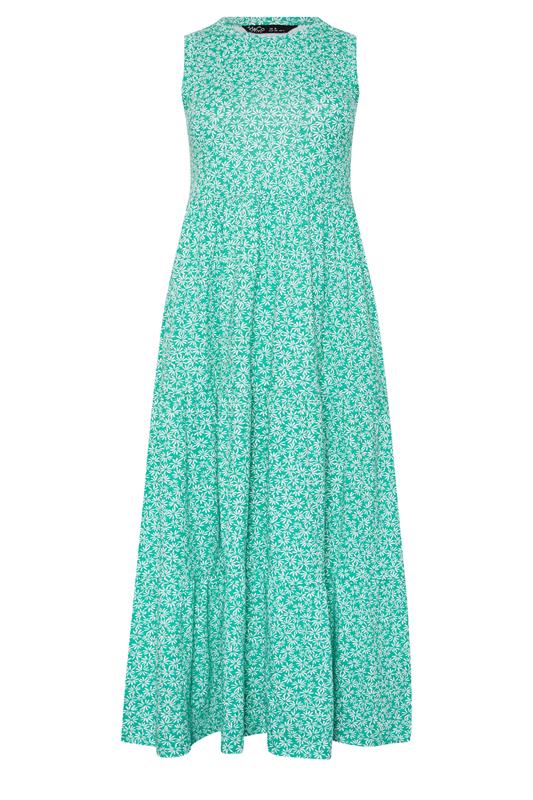 M&Co Petite Green Ditsy Floral Tiered Cotton Maxi Dress | M&Co 5