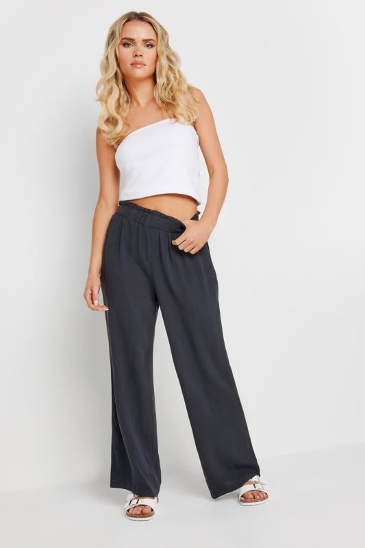 PixieGirl Petite pantalones negros de lavado ácido de pierna ancha
