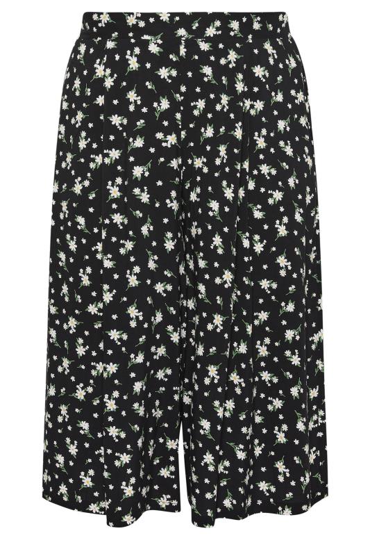 YOURS Plus Size Black Daisy Print Culottes | Yours Clothing 5