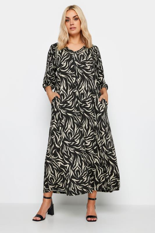 YOURS Plus Size Black Zebra Print Maxi Dress | Yours Clothing 1