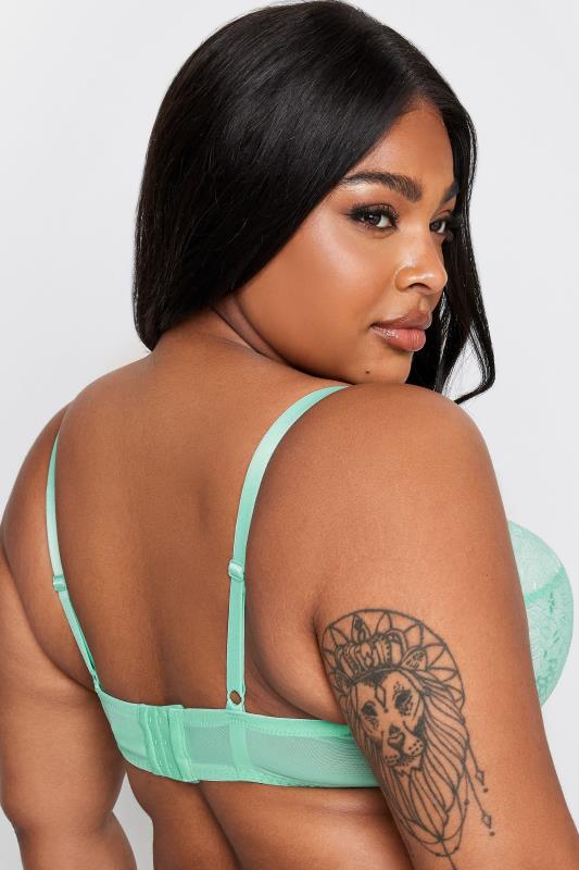 Plus Size YOURS Mint Green Lace Padded Underwired Bra | Yours Clothing  2