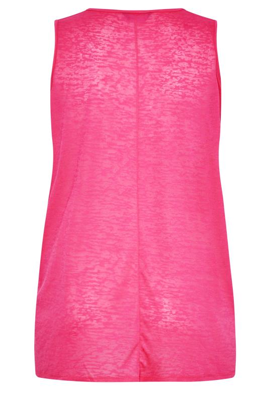 Plus Size Pink Burnout Tie Neck Vest Top | Yours Clothing  6