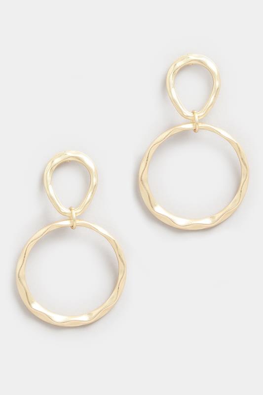 Gold Tone Textured Double Hoop Earrings | Yours Clothing 2